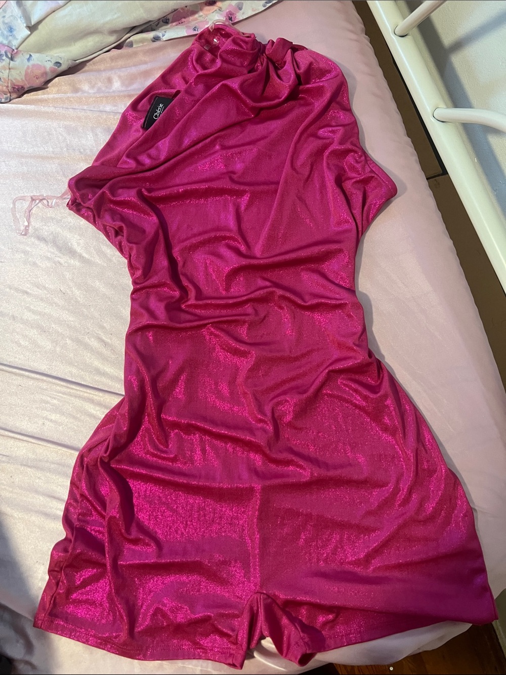 Pink sparkly fitted romper